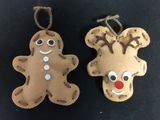 simple finished gingerbread person and reindeer ornament options